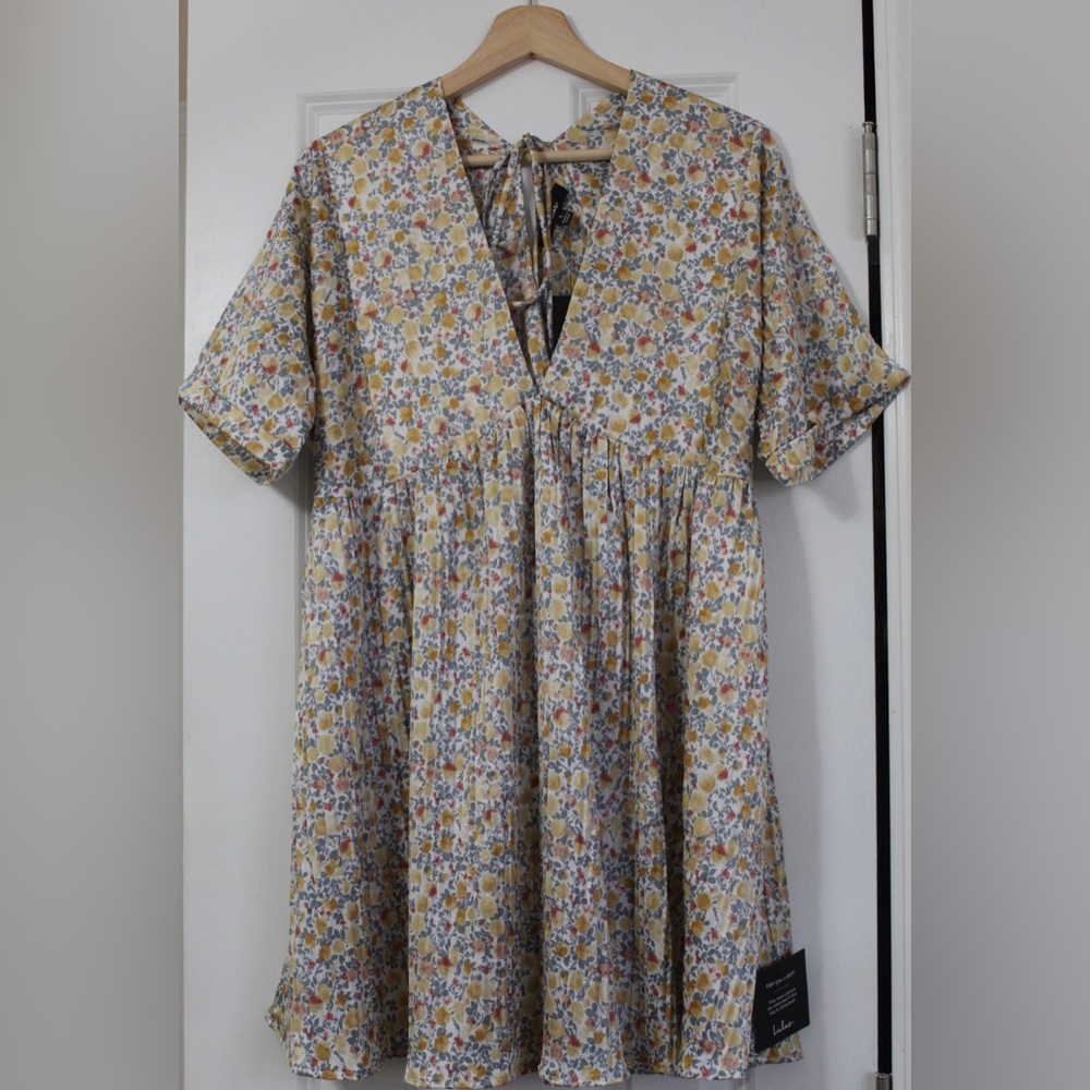 Floral Print Satin Babydoll Dress